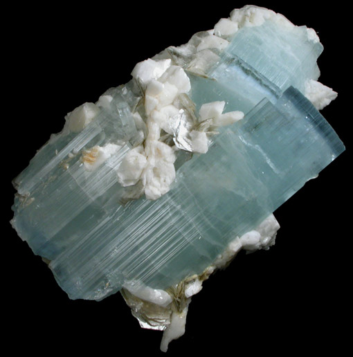 Beryl var. Aquamarine with Albite, Muscovite from Nagar, Hunza Valley, Gilgit District, Gilgit-Baltistan, Pakistan