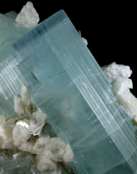 Beryl var. Aquamarine with Albite, Muscovite from Nagar, Hunza Valley, Gilgit District, Gilgit-Baltistan, Pakistan