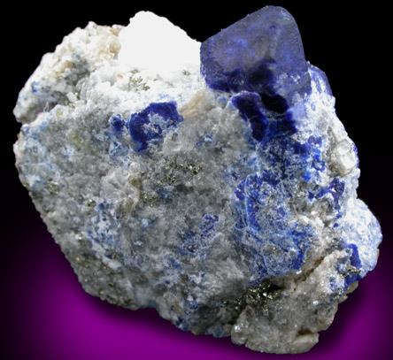 Lazurite var. Lapis Lazuli with Pyrite from Sar-e-sang, Kokscha Valley, Badakshan, Afghanistan (Type Locality for Lazurite)