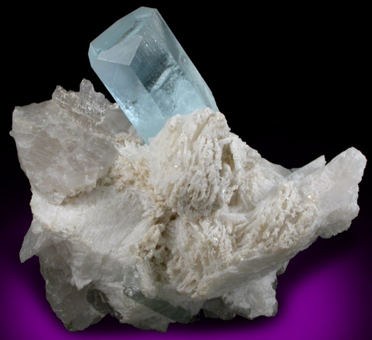 Beryl var. Aquamarine on Albite from Shigar Valley, Skardu District, Baltistan, Gilgit-Baltistan, Pakistan