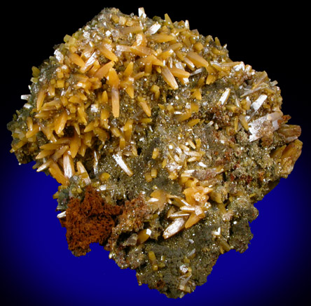 Wulfenite (pseudo-scalenohedral crystals) with Mimetite from Mina Ojuela, San Juan Poniente Vein, Level 6, Mapimi, Durango, Mexico