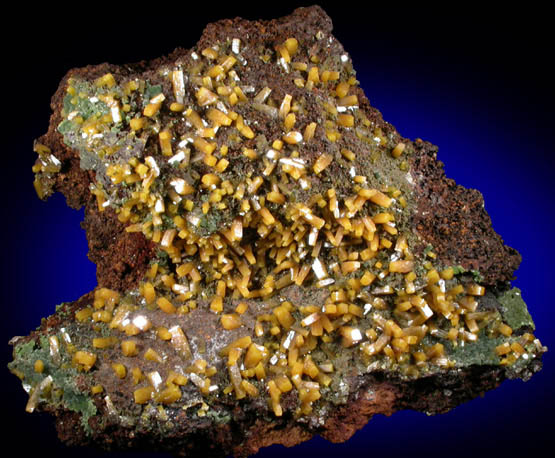 Wulfenite (pseudo-scalenohedral crystals) with Mimetite from Mina Ojuela, San Juan Poniente Vein, Level 6, Mapimi, Durango, Mexico