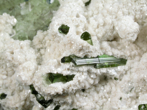 Elbaite Tourmaline with Cookeite on Albite from Mount Mica Quarry, Paris, Oxford County, Maine (Type Locality for Cookeite)