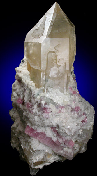 Quartz var. Citrine with Elbaite var. Rubellite Tourmaline from Mount Mica Quarry, Paris, Oxford County, Maine