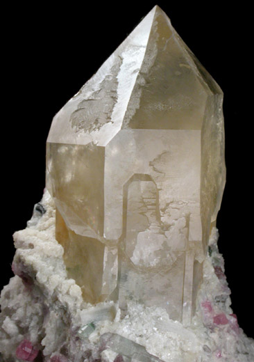 Quartz var. Citrine with Elbaite var. Rubellite Tourmaline from Mount Mica Quarry, Paris, Oxford County, Maine