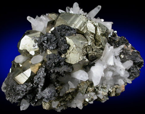 Tennantite, Pyrite, Quartz from Butte Mining District, Summit Valley, Silver Bow County, Montana