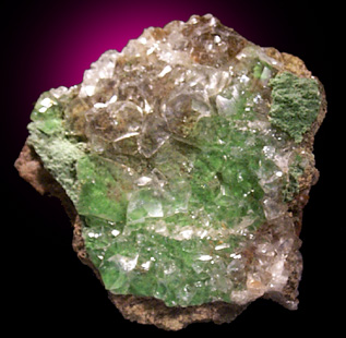 Calcite over Malachite from Zacatecas, Mexico