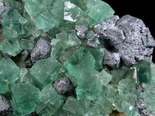Fluorite and Galena on Quartz from Rogerley Mine, County Durham, England