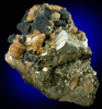 Stephanite on Pyrite with Siderite from Grand Prize Mine, Tuscarora, Elko County, Nevada