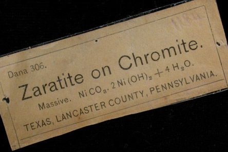 Zaratite on Chromite from Texas, State Line District, Lancaster County, Pennsylvania