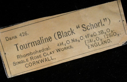 Schorl Tourmaline from Single Rose Clay Works, Cornwall, England