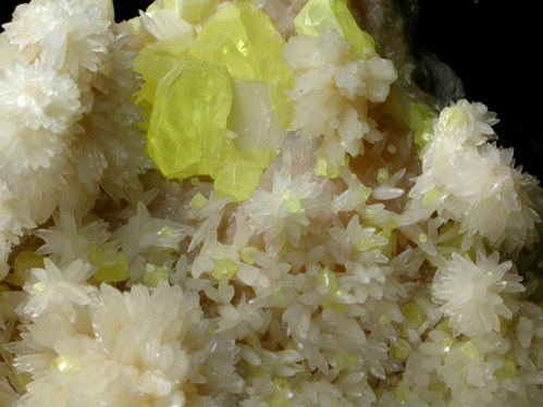 Aragonite and Sulfur from Agrigento District (Girgenti), Sicily, Italy