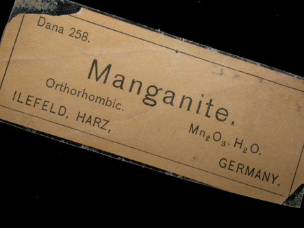 Manganite from Ilfeld, Nordhausen, Harz Mountains, Thuringia, Germany (Type Locality for Manganite)