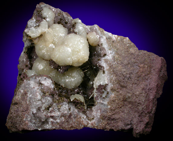 Millerite on Quartz with Dolomite and Stilpnomelane from Sterling Mine, Antwerp, Jefferson County, New York