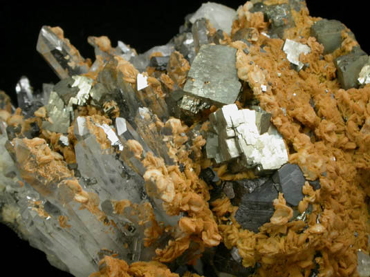 Arsenopyrite, Quartz, Sphalerite, Barite from Freiberg District, Saxony, Germany (Type Locality for Arsenopyrite)