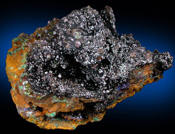 Cuprite, Azurite, Malachite, Tenorite from Copper Queen Mine, Bisbee, Warren District, Cochise County, Arizona