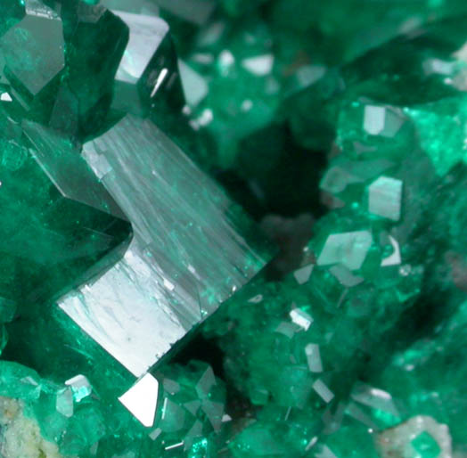 Dioptase on Calcite from Tsumeb Mine, Otavi-Bergland District, Oshikoto, Namibia