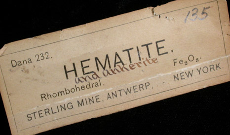 Hematite with Dolomite from Sterling Mine, Antwerp, Jefferson County, New York