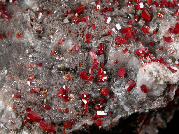 Vanadinite on Calcite from Hamburg Mine, La Paz County, Arizona