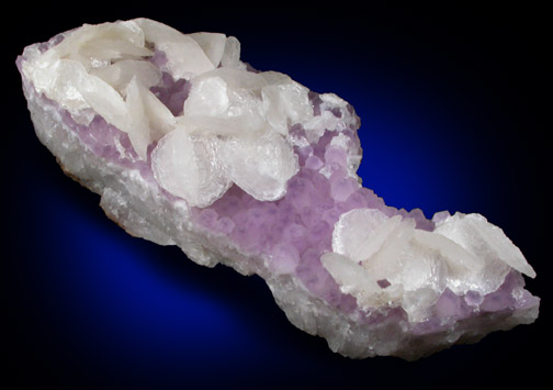 Calcite on Quartz var. Amethyst from Guanajuato, Mexico