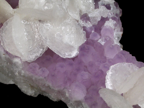 Calcite on Quartz var. Amethyst from Guanajuato, Mexico