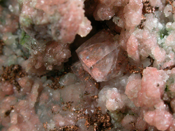 Copper and Calcite from Keweenaw Peninsula Copper District, Houghton County, Michigan