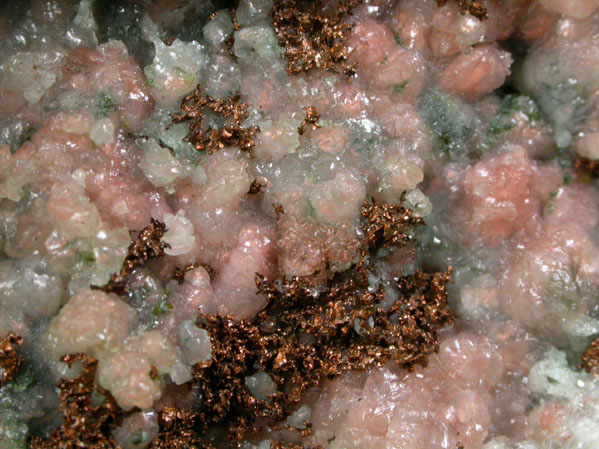 Copper and Calcite from Keweenaw Peninsula Copper District, Houghton County, Michigan