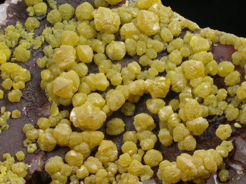 Mimetite var. Campylite on Quartz from Prbram, Central Bohemia, Czech Republic