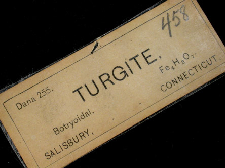 Hematite var. Turgite from Salisbury Iron Mines, Ore Hill, Litchfield County, Connecticut