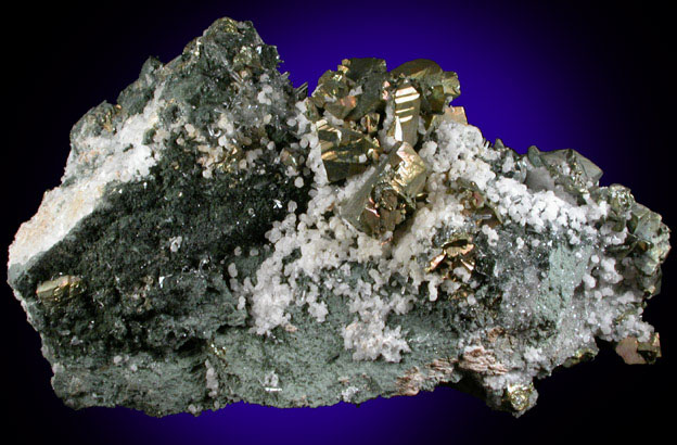 Chalcopyrite and Calcite with Quartz from (Akita Prefecture), (Honshu Island), Japan