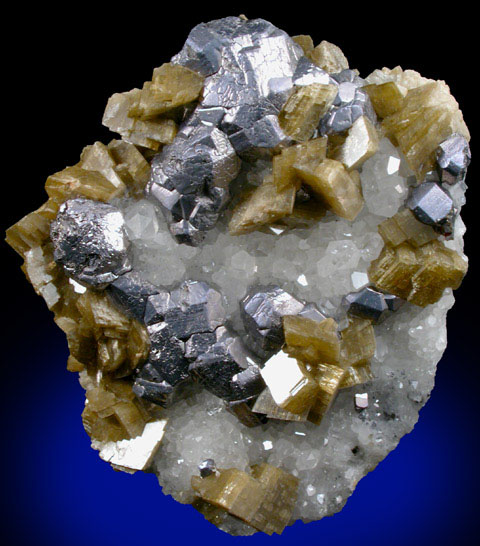 Galena and Siderite on Quartz from Neudorf, Harz, Germany