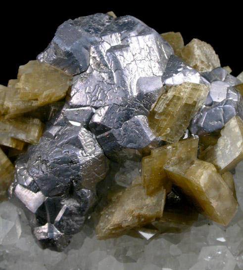 Galena and Siderite on Quartz from Neudorf, Harz, Germany