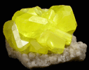 Sulfur on Aragonite from Agrigento District (Girgenti), Sicily, Italy