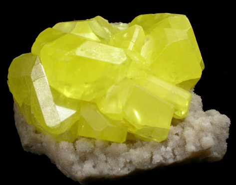 Sulfur on Aragonite from Agrigento District (Girgenti), Sicily, Italy