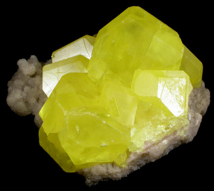 Sulfur on Aragonite from Agrigento District (Girgenti), Sicily, Italy