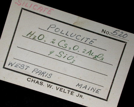Pollucite from West Paris, (Howe Prospect?), Oxford County, Maine