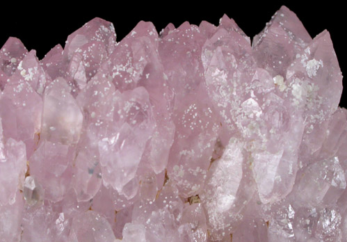 Quartz var. Rose Quartz Crystals from Lavra da Ilha, Taquaral, Jequitinhonha River, Minas Gerais, Brazil