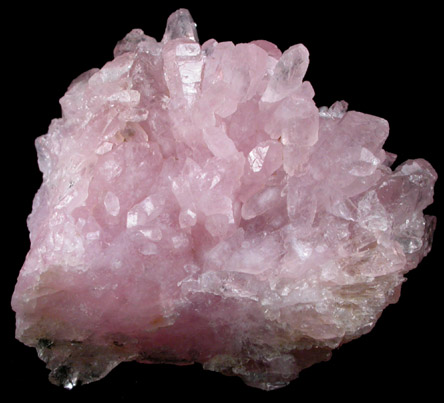 Quartz var. Rose Quartz Crystals from Lavra da Ilha, Taquaral, Jequitinhonha River, Minas Gerais, Brazil