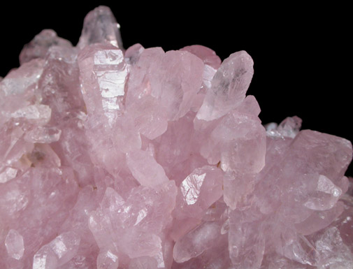 Quartz var. Rose Quartz Crystals from Lavra da Ilha, Taquaral, Jequitinhonha River, Minas Gerais, Brazil