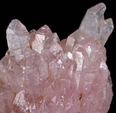 Quartz var. Rose Quartz Crystals from Lavra da Ilha, Taquaral, Jequitinhonha River, Minas Gerais, Brazil