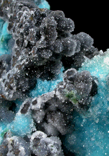 Chrysocolla and Psilomelane with Quartz from Ray Mine, Mineral Creek District, Pinal County, Arizona