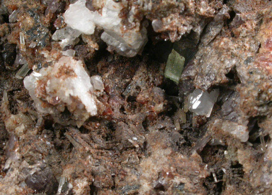 Tephroite and Willemite crystals with Friedelite, Franklinite from Franklin Mining District, Sussex County, New Jersey (Type Locality for Tephroite and Franklinite)