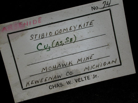 Domeykite var. Stibiodomeykite from Mohawk Mine, Keweenaw Peninsula Copper District, Keweenaw County, Michigan