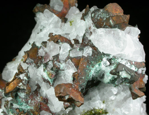 Copper in Quartz with Epidote from Ahmeek Mine, Keweenaw Peninsula Copper District, Keweenaw County, Michigan