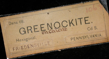 Greenockite from Ueberroth Mine, Friedensville, Saucon Valley, Lehigh County, Pennsylvania