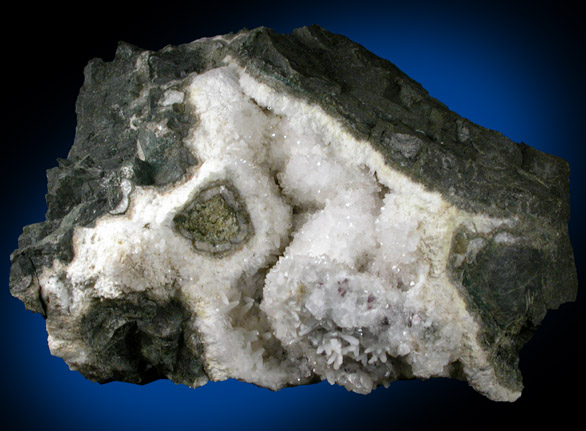Quartz, Stilbite, Calcite from Prospect Park Quarry, Prospect Park, Passaic County, New Jersey