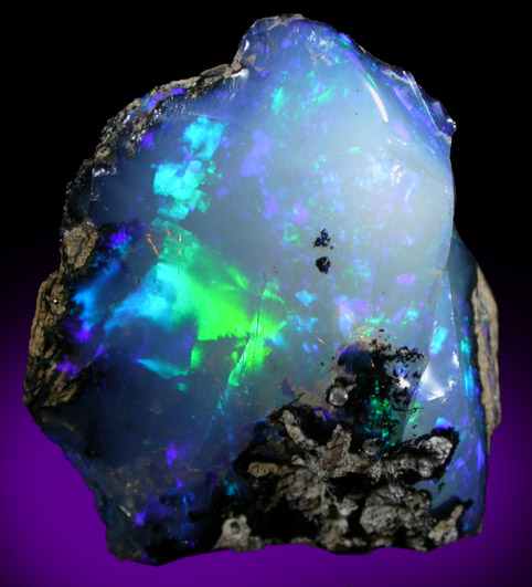 Opal (var. Crystal Fire Opal) from 570 km north of Addis Ababa, Wello (Wollo), Delanta Plateau, Tigray, Ethiopia