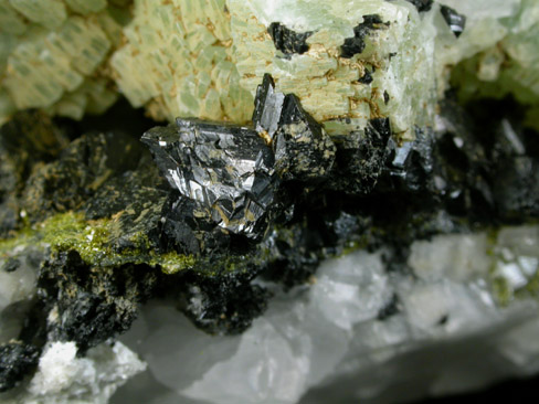 Babingtonite and Prehnite from Lane's Quarry, Westfield, Hampden County, Massachusetts