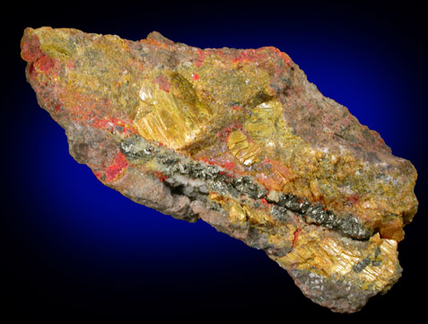 Orpiment, Realgar, Pyrite from Getchell Mine, Humboldt County, Nevada