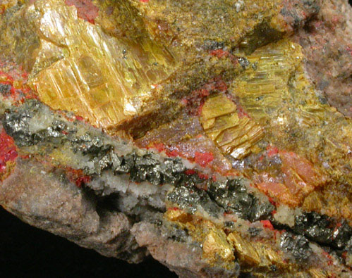 Orpiment, Realgar, Pyrite from Getchell Mine, Humboldt County, Nevada